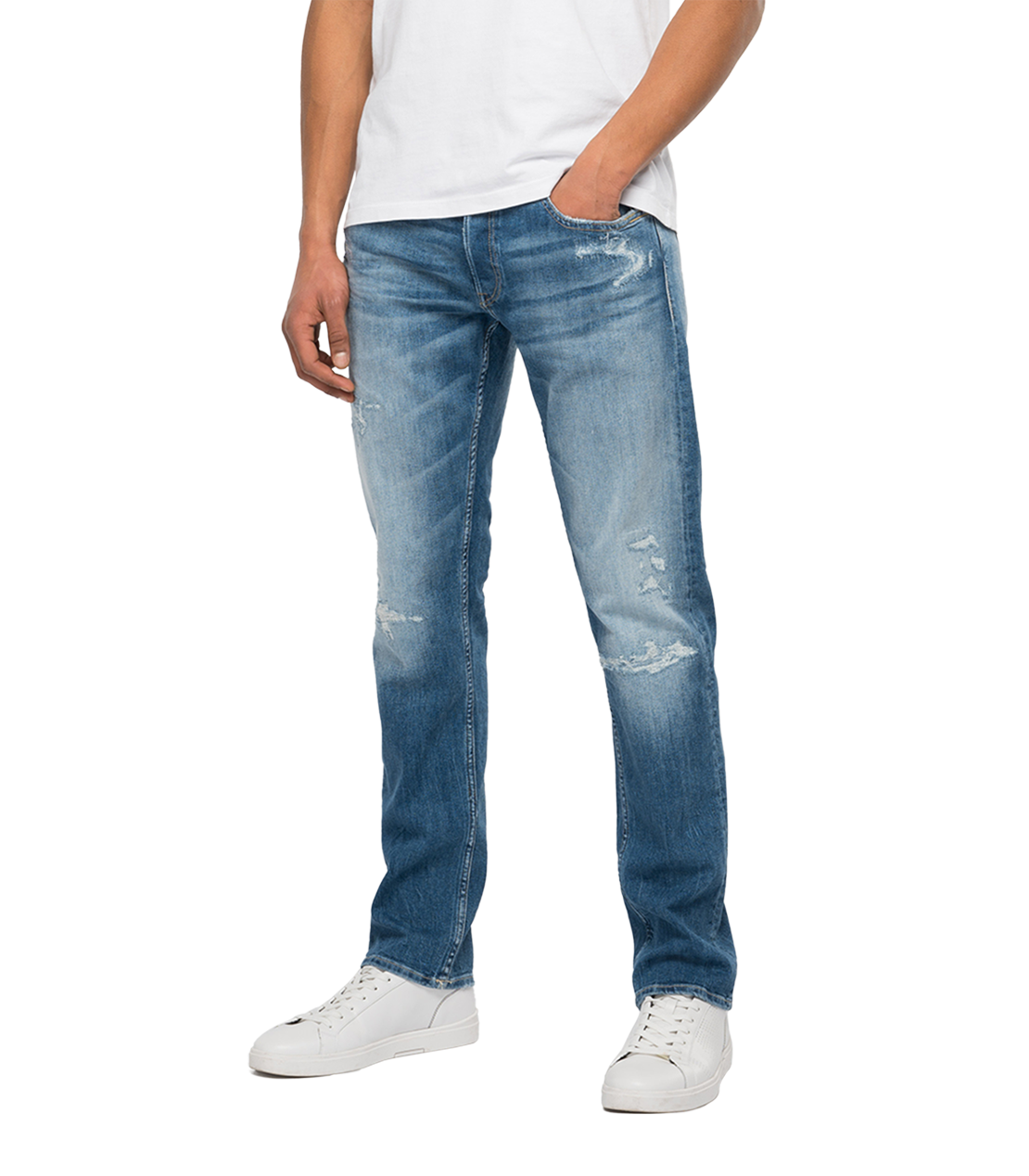 573 BIO 10.5 OZ スーパーストレッチストレートデニムパンツ GROVER 詳細画像 ミディアムブルー 1